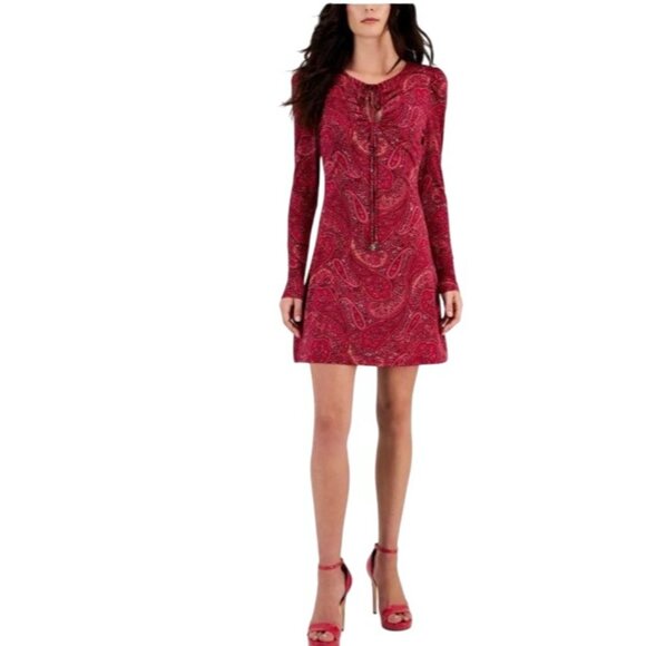 NEW Rachel Rachel Roy Womens Printed Above‎ Knee Mini Dress Berry Paisley Size M - Picture 4 of 16